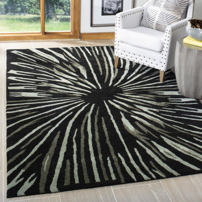 Tapis abstrait en laine et viscose touffetés à la main Soho