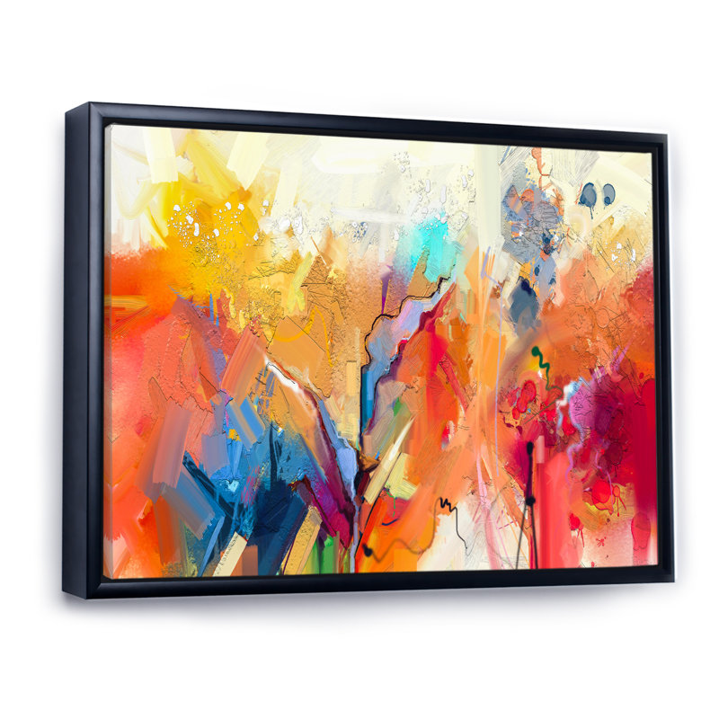 Abstrait pinceau printanier, bouquet de fleurs, reproduction de cadre flottant sur toile, H 8 po x l 12 po x P 1 po