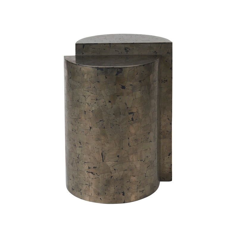Gold Pyrite Finish Round Metal End Table