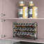 Étagère à épices à 3 niveaux avec 24 pots en verre, 396 étiquettes, entonnoir et marqueur craie | Ensemble de rangement de cuisine tout-en-un pour armoire, comptoir ou fixation murale-1449461981