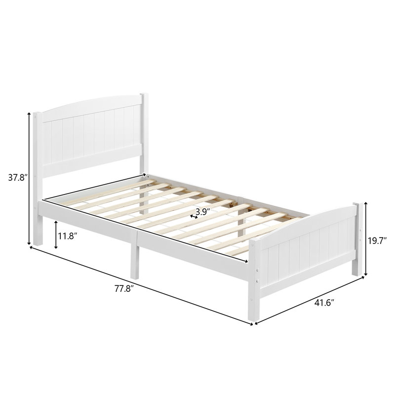 Lit en bois massif Heffron, Blanc, Lit simple