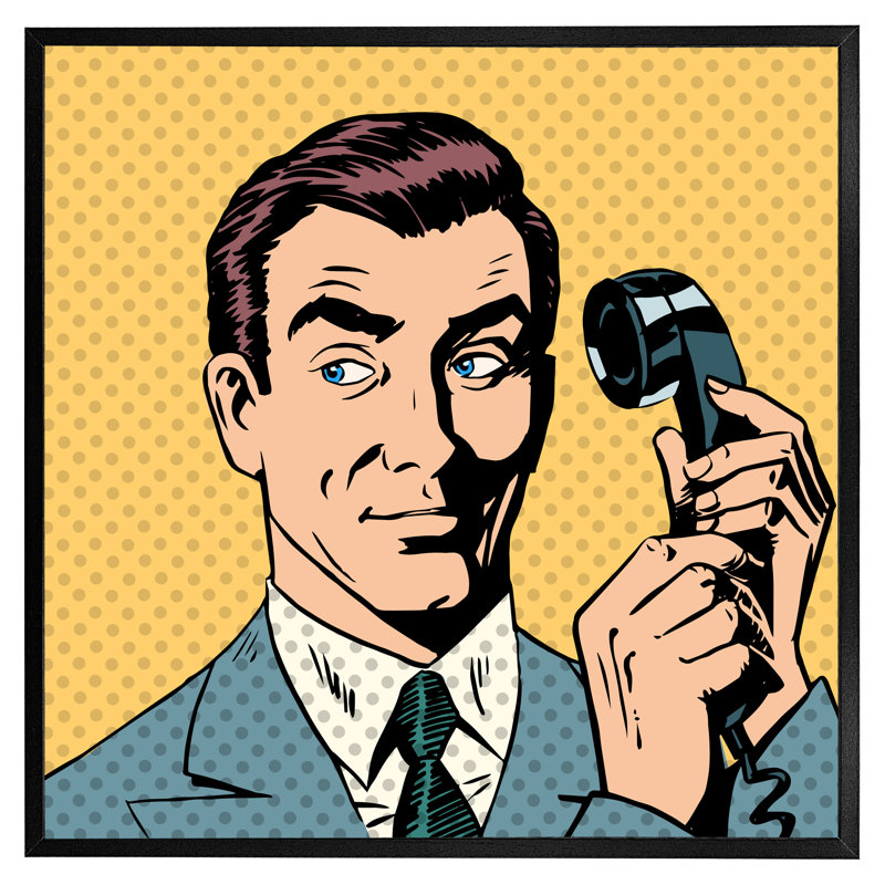 Cullomburg Male Businessman Talking On The Phone Style Pop Art Retro - Single Picture Frame Print, 76cm H x 76cm W x 4cm D