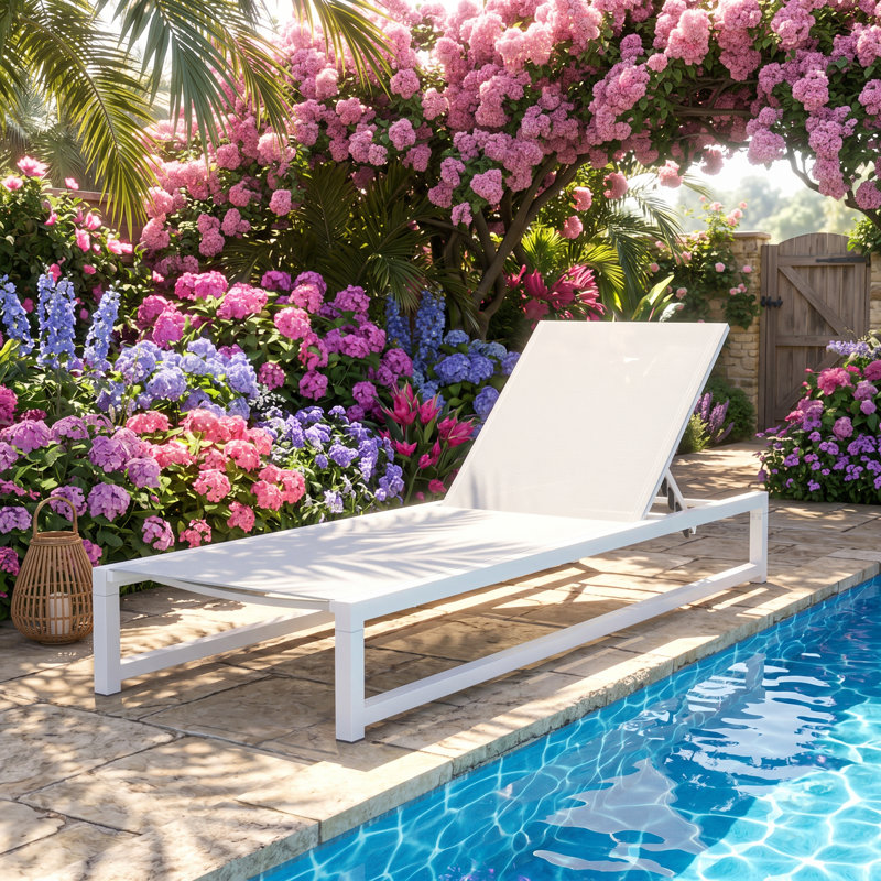 Christopher Knight Home 77" W x 26.5" D x 10.5" H 5-Position Adjustable Aluminum and Textilene Mesh Reclining Chaise Lounge