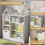 Organisateur de salle de jeux blanc pour enfants, unité de rangement de jouets et de livres en forme de maison avec casiers ouverts et étagères à livres