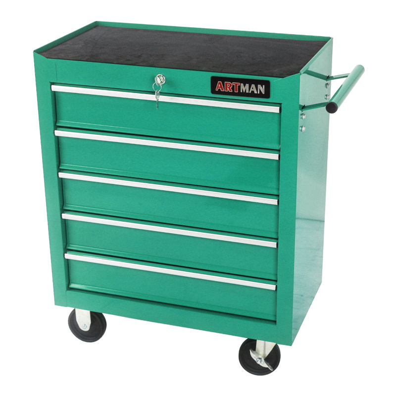 Armoire à outils multifonctionnelle à 5 tiroirs, Gris/vert