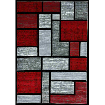 Tapis gris / rouge Mccampbell