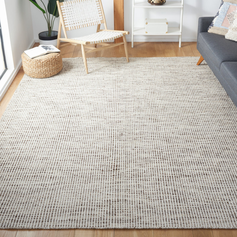 Corenia Hand Tufted Wool/Cotton Rug in Brown/Ivory, Rectangle 8' x 10'