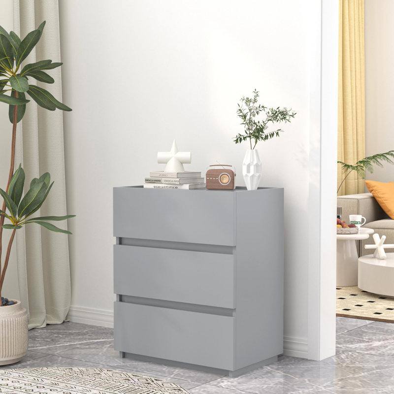 Commode 3 tiroirs 23,6 po, Gris