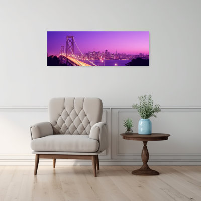 Usa, California, San Francisco, Bay Bridge, Night Abstract Contemporary City Wall Art