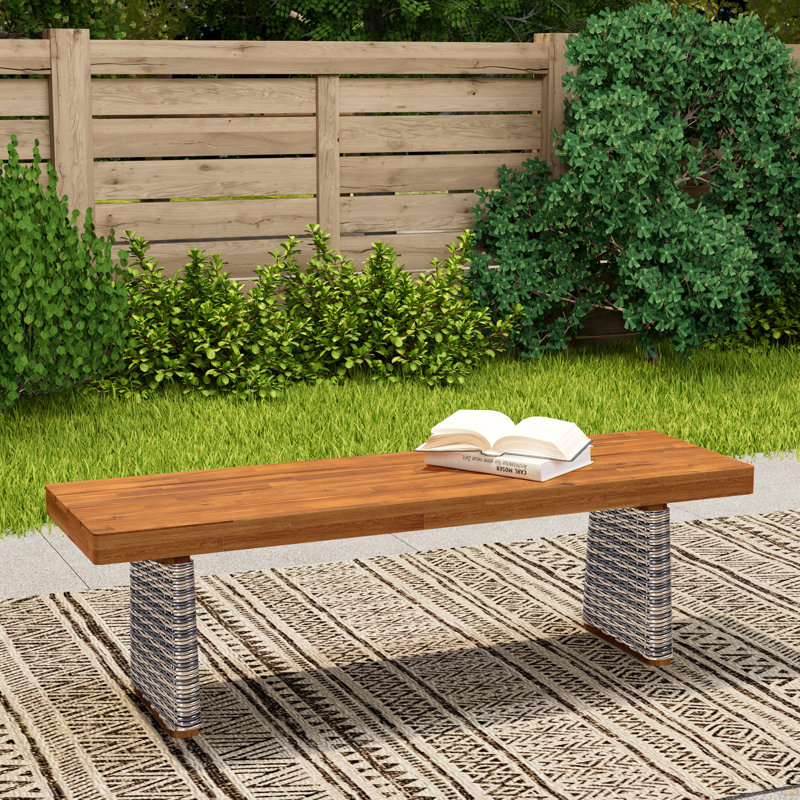 Outdoor 1Pcs Acacia Wood Bench, Gray