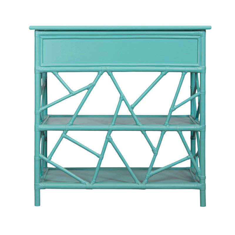 End Table with Storage, Turquoise