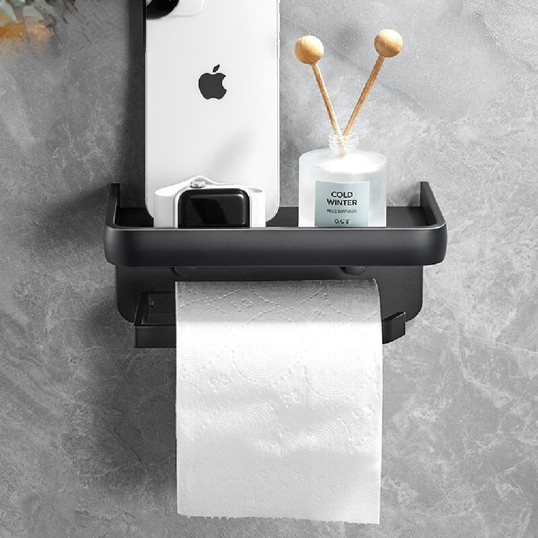 Multi-functional Toilet Paper Roll Tissue Holder Bathroom Black A