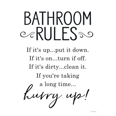 " Bathroom Rules " by Lettered & Lined