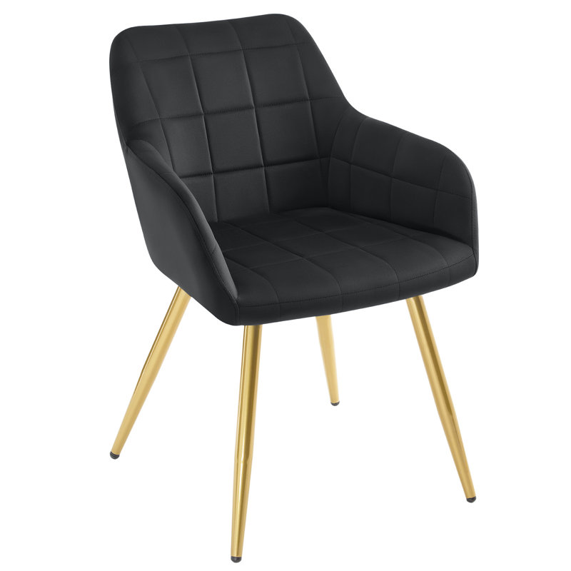 Palumbo Upholstered Dining Chair, Black, Gold, 1