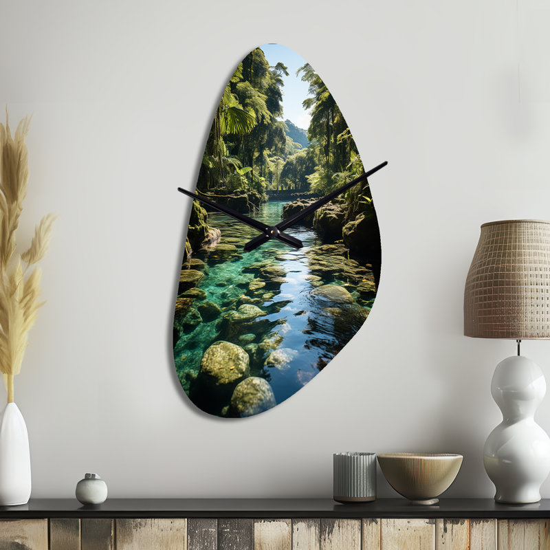 Dominican Harmony Of Nature - Fall Shape Green Wall Clock Sculpture, Large