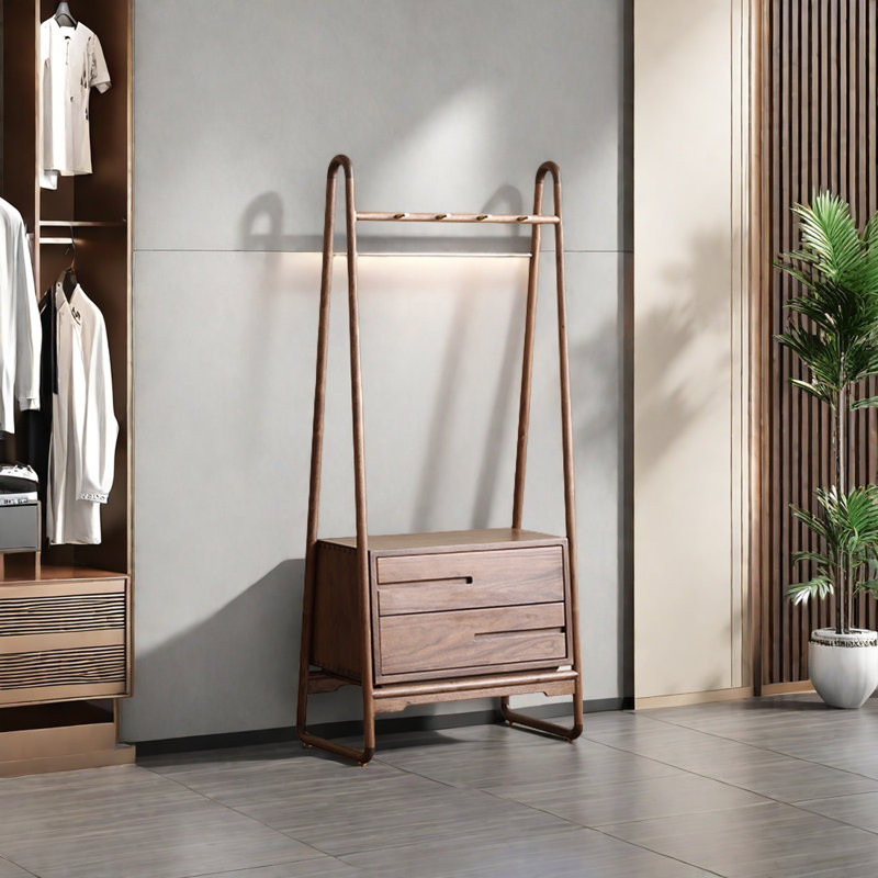 Mortise - Tenon Coat Rack Dual Drawers Hooks