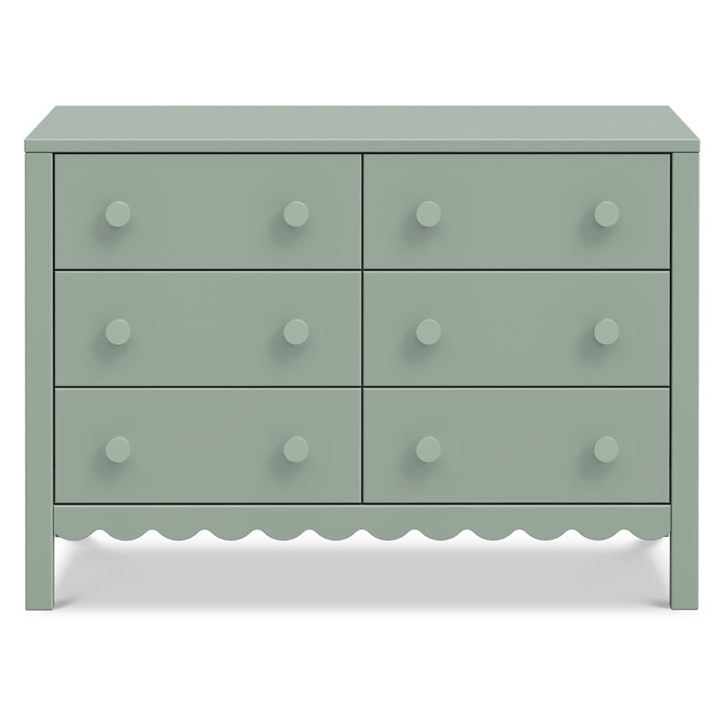 Sammy Scallop 6-Drawer Dresser, Light Sage