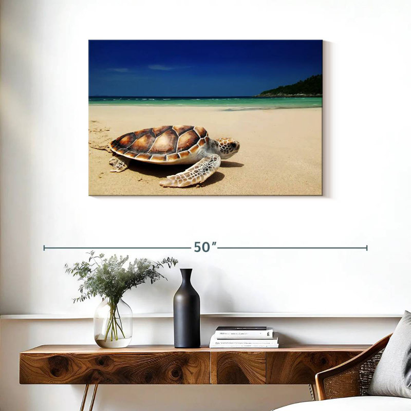 Tortue Brampt sur la plage, H 24 po x l 36 po