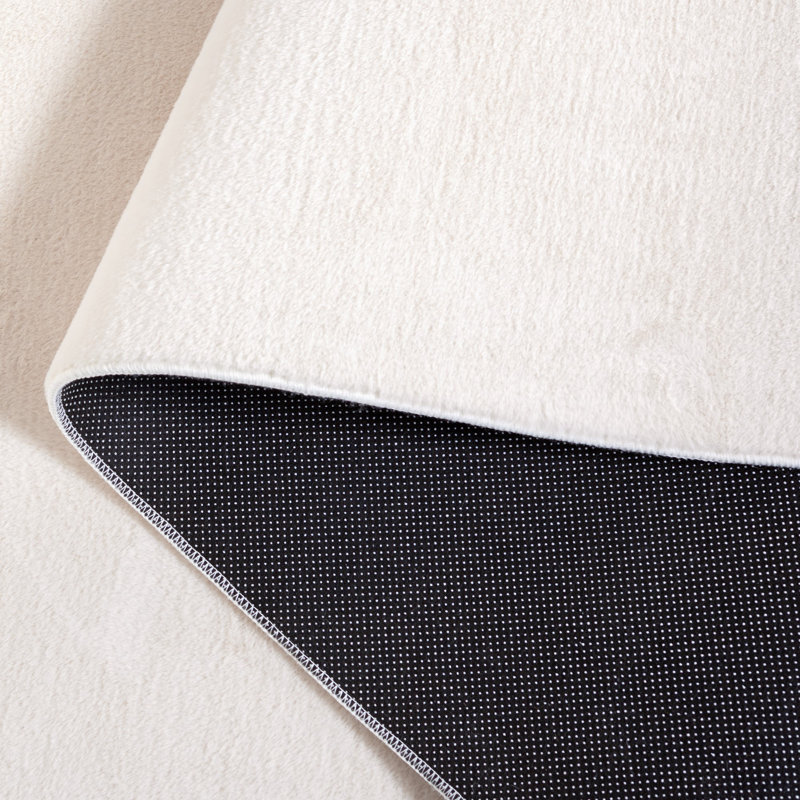 Tapis beige en polyester tissé à la machine Lukeus, Rectangle 5 pi x 7 pi