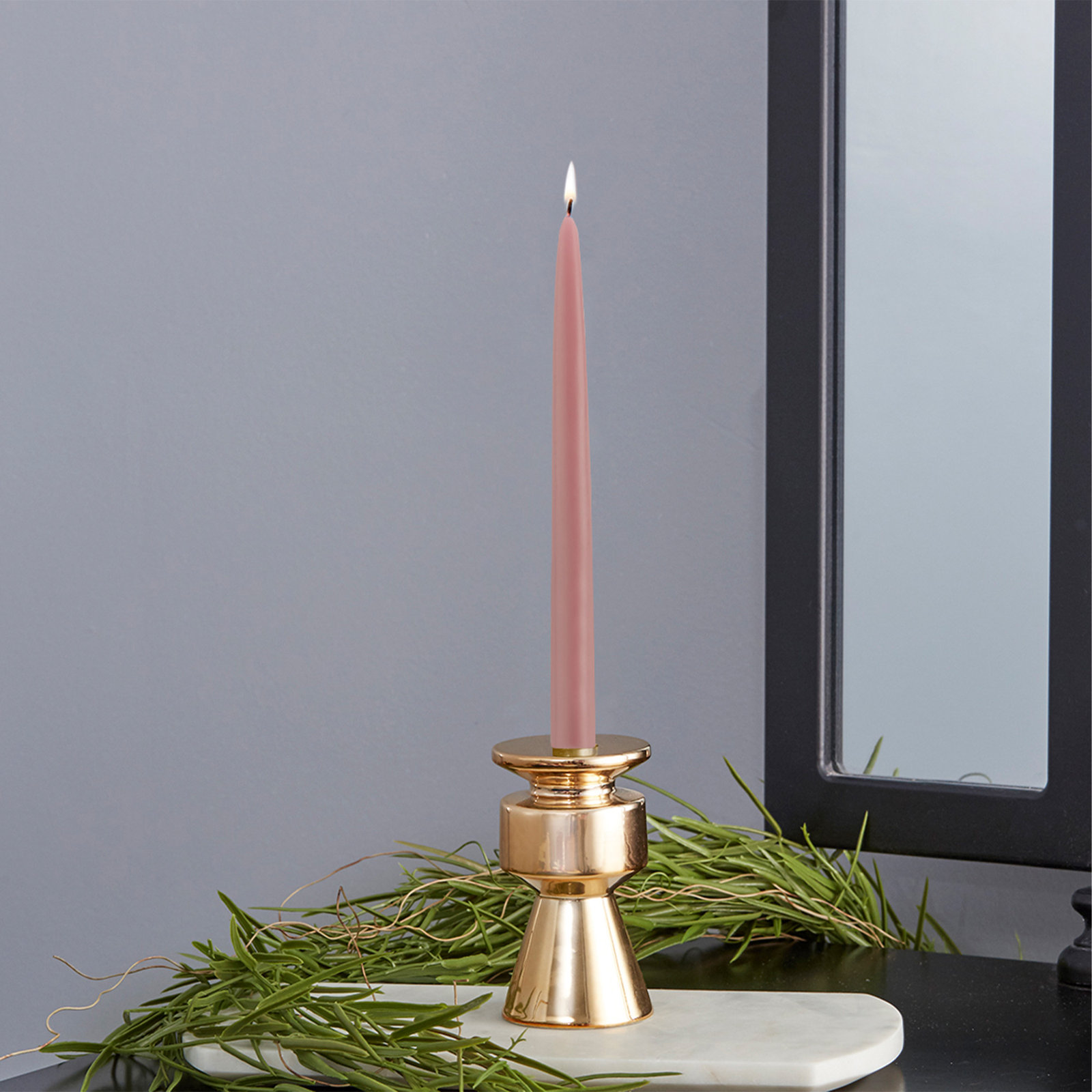 Unscented Taper Candle Set, 9" H x 0.88" W x 0.88" D, Dusty Rose