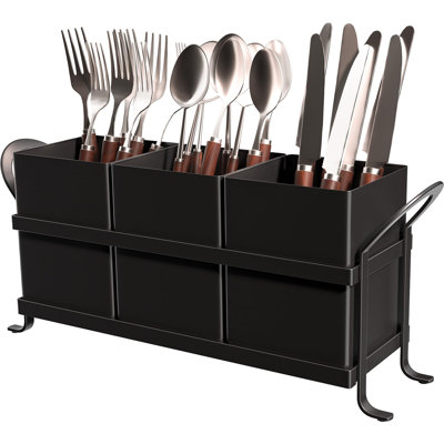 Kitchen Utensil Holder  Chic Silverware Holder (Black)