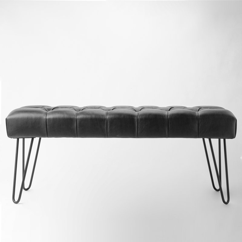 Faux Leather Tufted Rectangle Ottoman, 40cm H x 45cm W x 35cm D