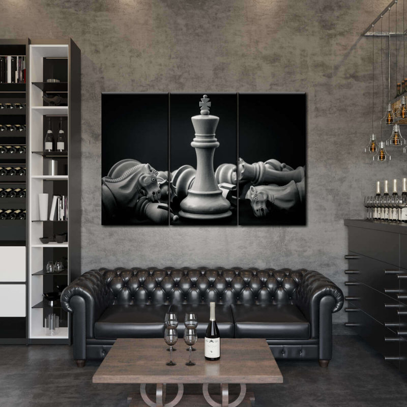 " Chess King " 3 - Pieces, 48" H x 74" W x 1.25" D