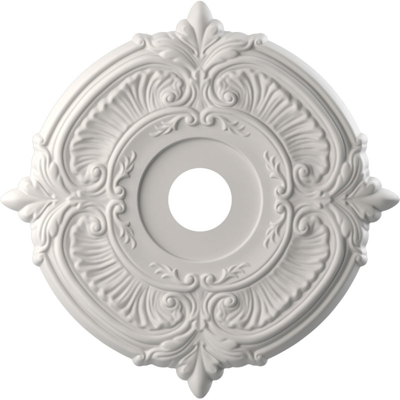 Attica Thermoformed PVC Ceiling Medallion, Satin Blossom White, 13" H x 13" W x 0.75" D