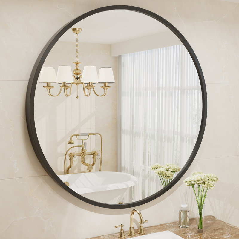 Miroir mural Amara, 48 po x 48 po, Noir mat