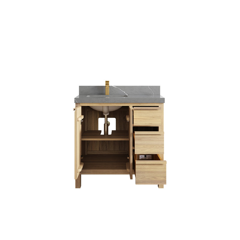 Chêne Elizabeth 36 po X P 22 po De salle de bain Piatra, Gris Piatra