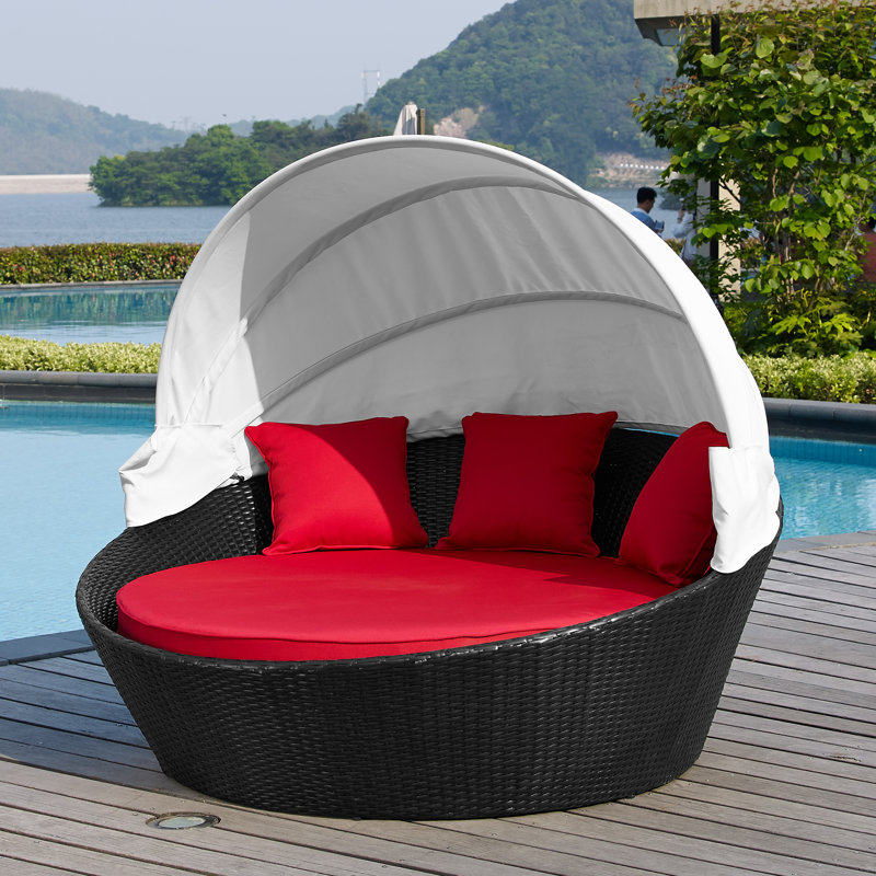 Lit de jour avec coussin Ryde, Noir, Rouge
