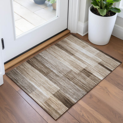 Machine Washable Indoor/Outdoor Xhevrie Brown Rug
