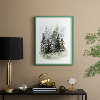 Washy Treeline I Framed Print - Solid Wood