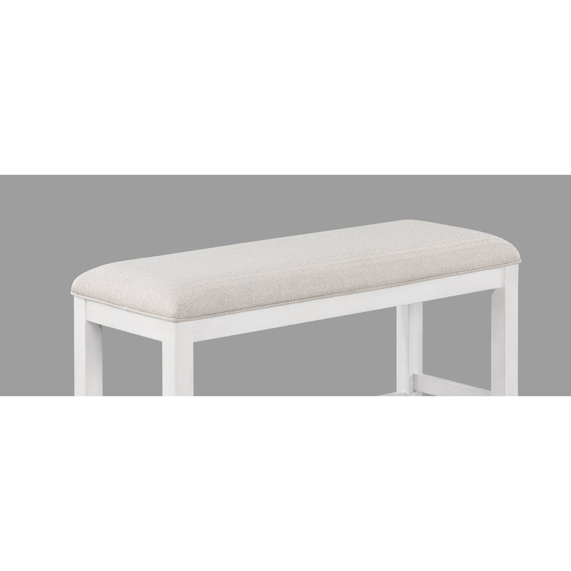 Banc à hauteur de comptoir de style transitionnel, blanc - confortable et pratique avec housse en tissu, Beige/White