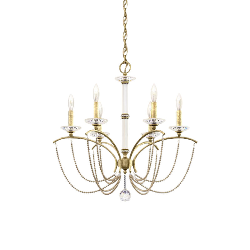 Priscilla 6 - Light Chandelier, Heirloom Silverr/Bronze Pearl