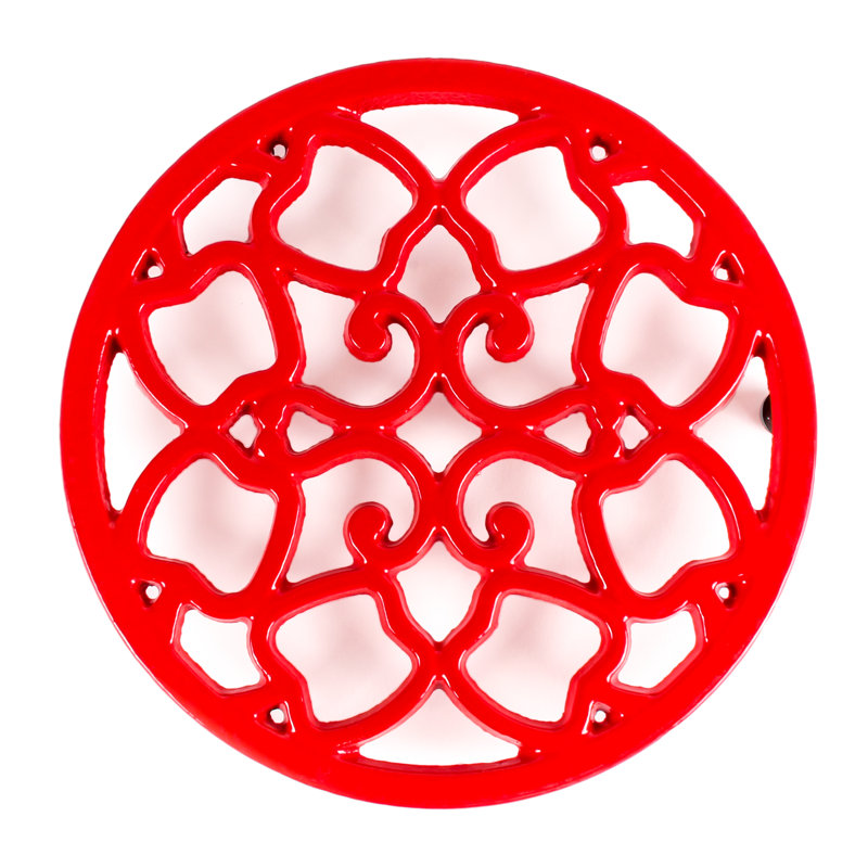 Red Cast Iron Apple Design Round Trivet