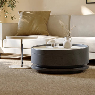 Light luxury round rotating coffee table