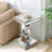 Modern Silver Mirrored End Table With Crystal Inlay, Geometric Design Accent Table For Living Room And Bedroom