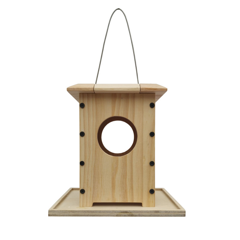 Ensemble de mangeoire à oiseaux suspendu en bois 7,8 x 5,9 x 7,8 po FixtureDisplays® Créez votre propre projet de nidification 16088