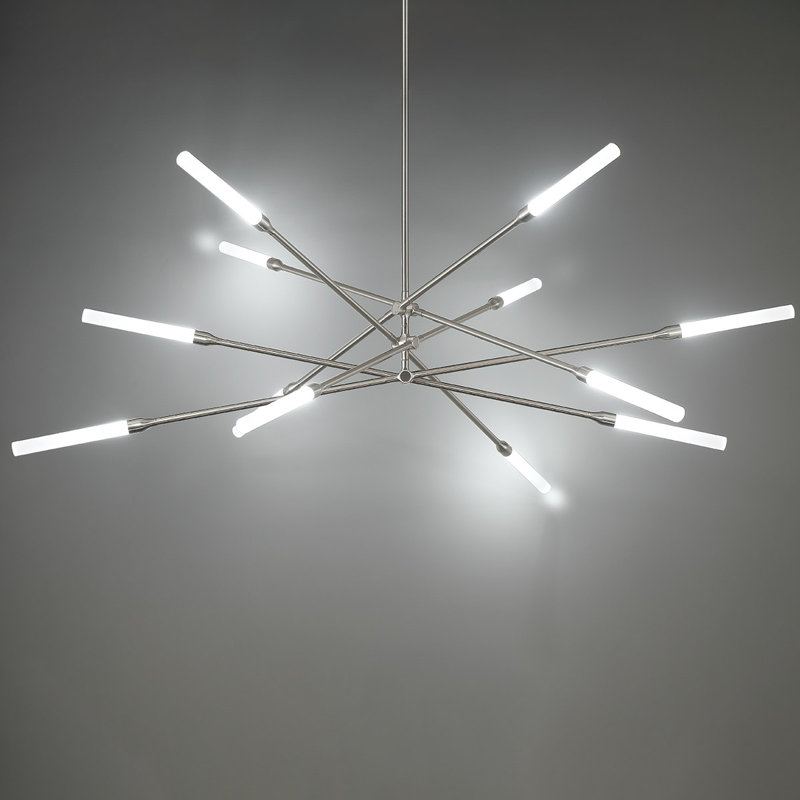 Emory 12-Light Chandelier, Brushed Nickel, 57"H x 55"W x 55"D