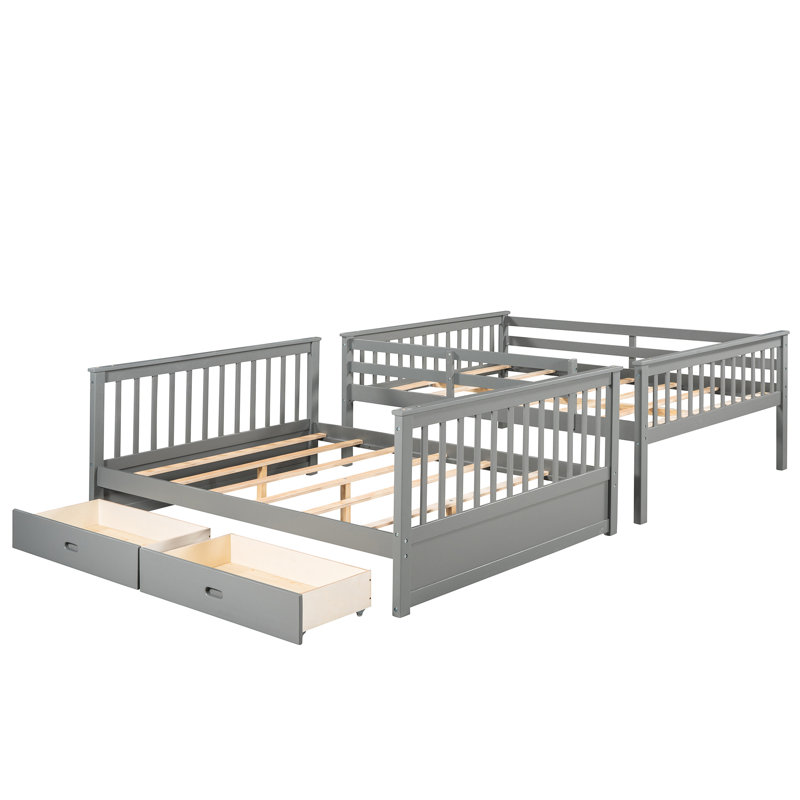 Lit superposé gris avec rangement pratique et échelles sécurisées, Gray