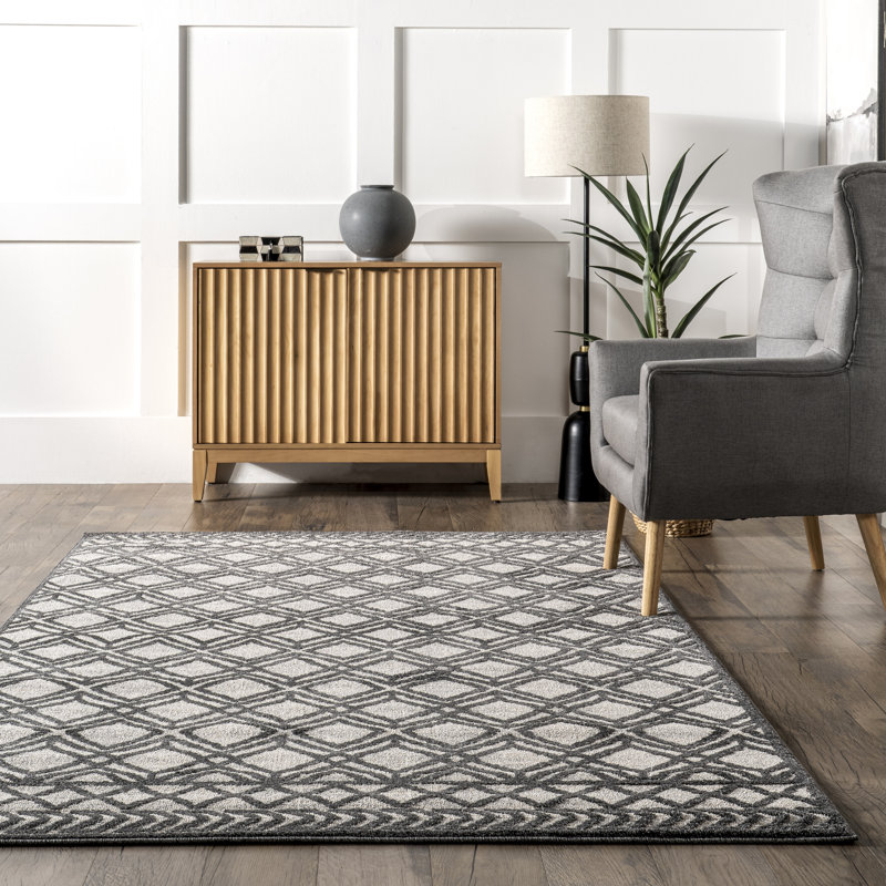 Jolan Moroccan Lattice Area Rug, Rectangle 5' x 8'