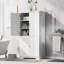 Tall And Wide Storage Cabinet With Doors For Bathroom/Office, Three Drawers, White