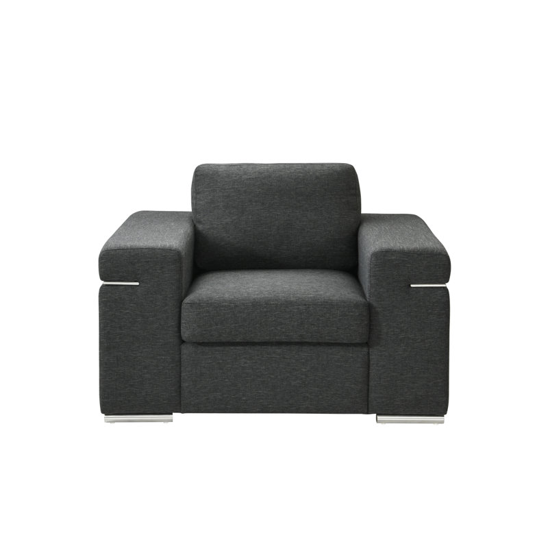 Chaise avec accoudoirs en lin, Lin noir