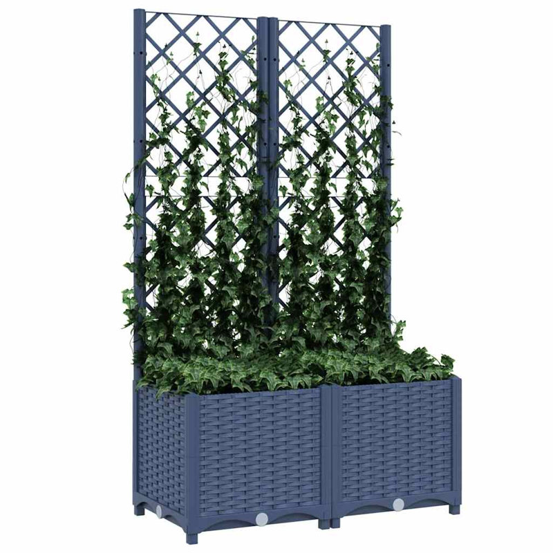 Latitude Run® Garden Planter With Trellis PP, Dark Gray, 53.5" H x 31.5" W x 15.7" D, Without Wheels