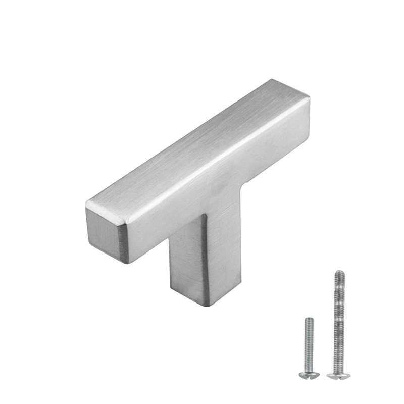 Poignée barre carrée en nickel brossé 2 po Classica - Quincaillerie contemporaine pour tiroirs et armoires - paquet de 25