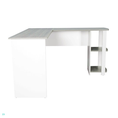 Bureau moderne en L avec tablettes latérales