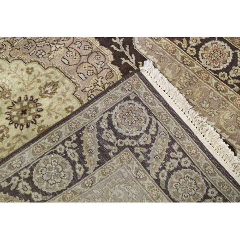 Tapis brun et brun de haute qualité noué à la main