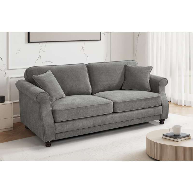 Baldemar 3 Seater Chenille Sofa, Dark Grey