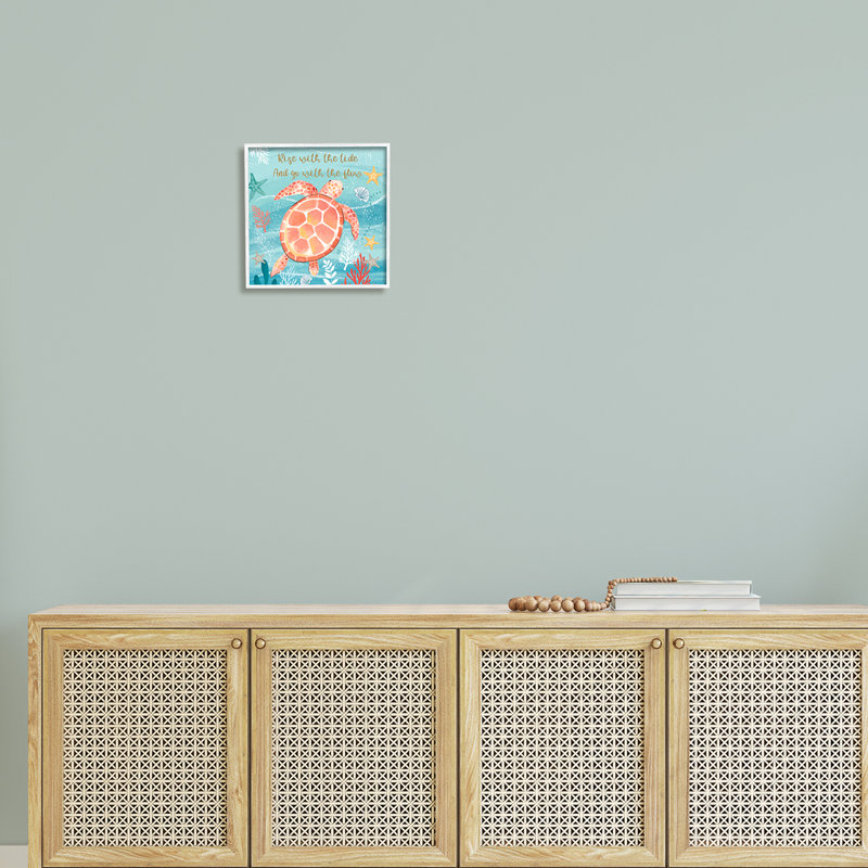 Go With The Flow, H 12 po x l 12 po x P 1,5 po, Giclée encadrée blanc bord de mer